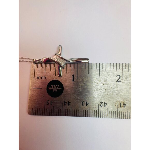 Estate Sterling Silver 925 Cross Necklace w/ Diamond Accents 18” Chain 2.0g - Picture 10 of 12